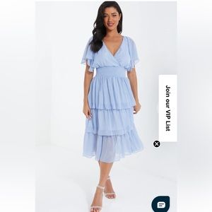 Light blue tiered midi dress NWT